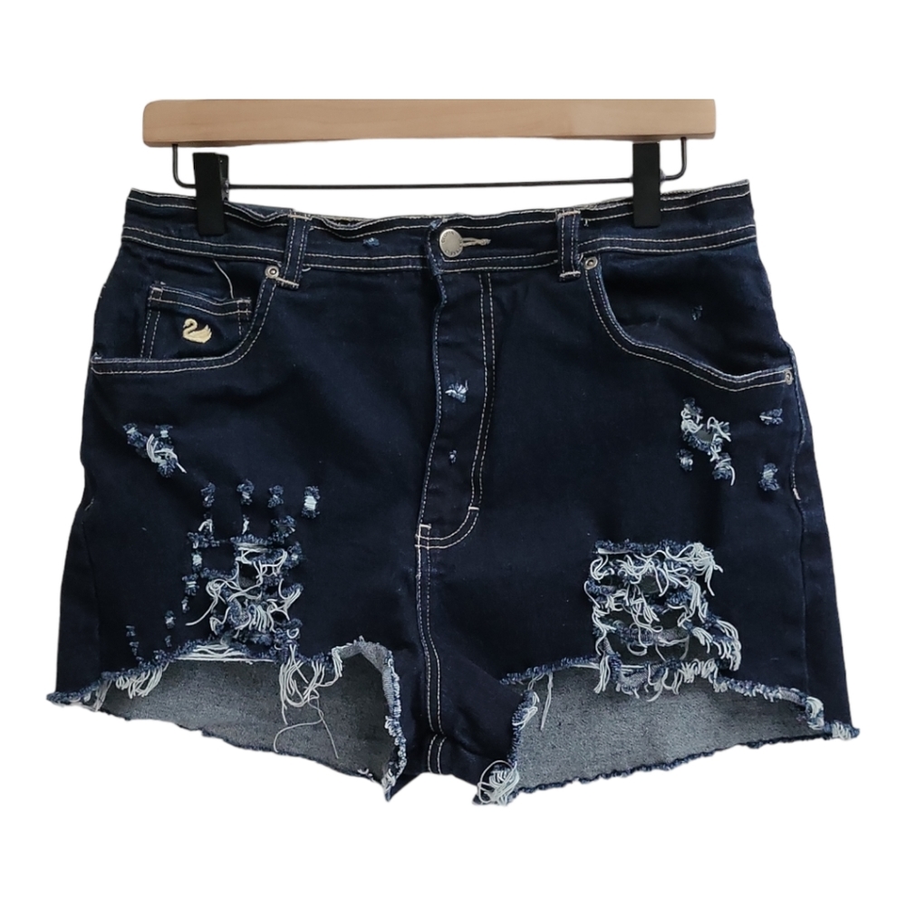 Cheeky Gloria Vanderbilt Shorts Dark Blue Ripped Distressed Grunge Festival